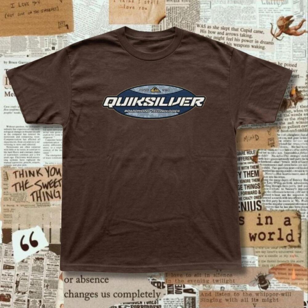 Brown Quiksilver Surf Tee With White Logo